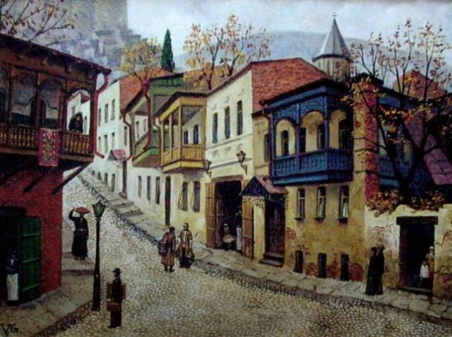 A painting of Old Tbilisi by Giovanni Vepkhvadze