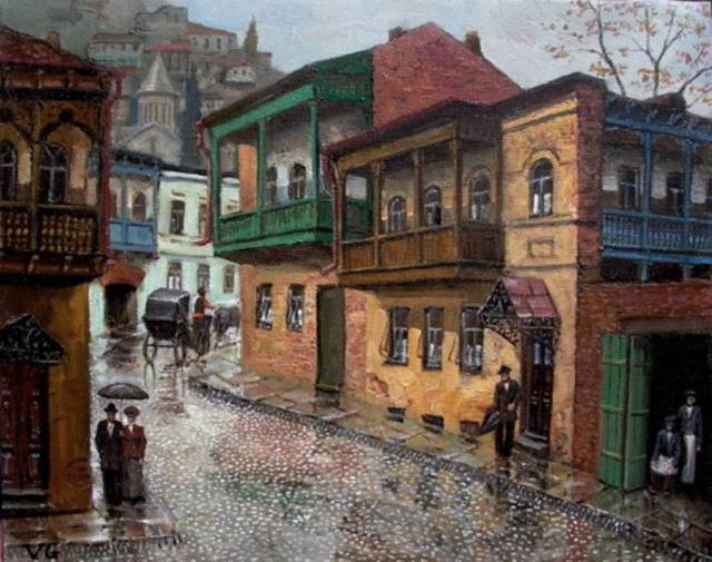 A painting of Old Tbilisi by Giovanni Vepkhvadze