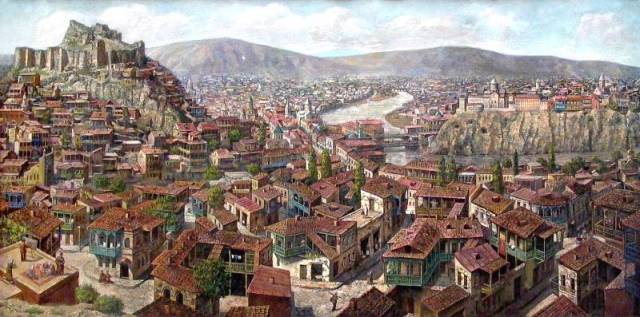 A painting of Old Tbilisi by Giovanni Vepkhvadze