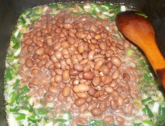 Adding Lobio Beans to Fried Onions - Copy