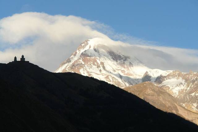 Gergeti Trinity Church and Mount Kazbegi in Kazbegi National Park