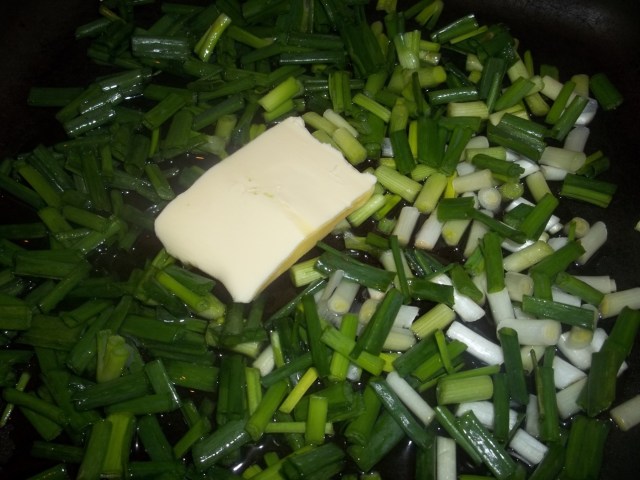 Frying Green Onions in Oil and Butter - Copy
