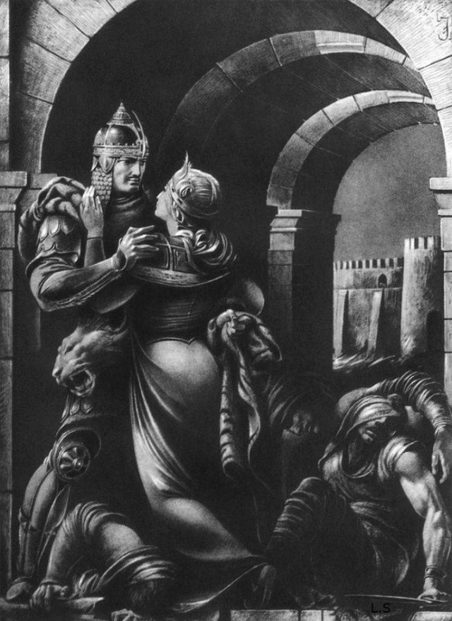 Illustration from an edition of The Knight in a Panther's Skin