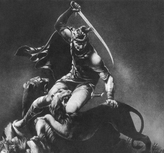 Illustration from an edition of The Knight in a Panther's Skin