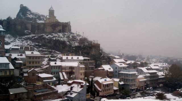 Tbilisi's Old Town and Narikala Castle in Winter