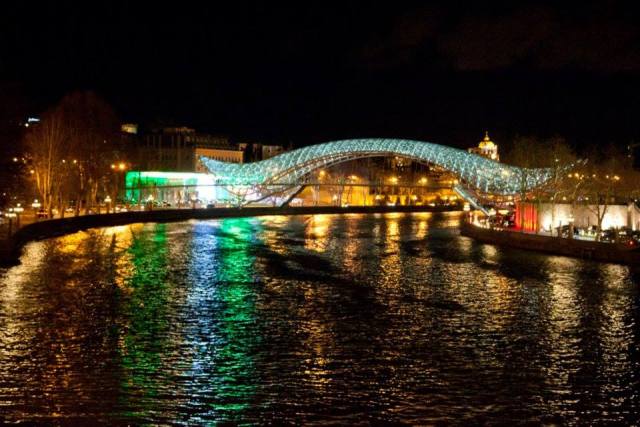 The Bridge of Peace is fitted with thousands of LED lights.