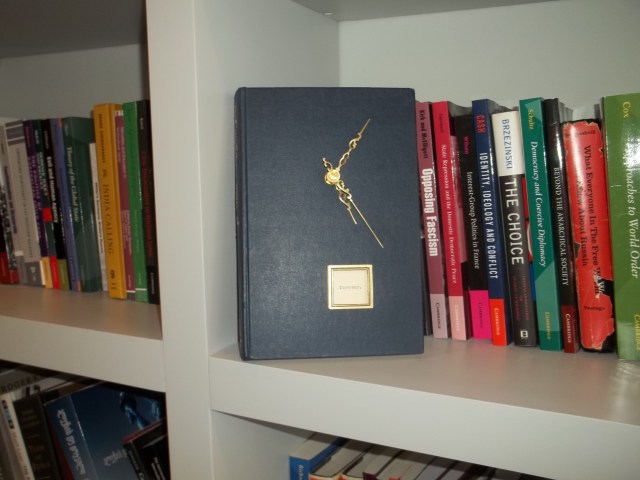 A book clock at Political science literature at the Saakashvili Presidential Library. Photo by Marita Ratiani