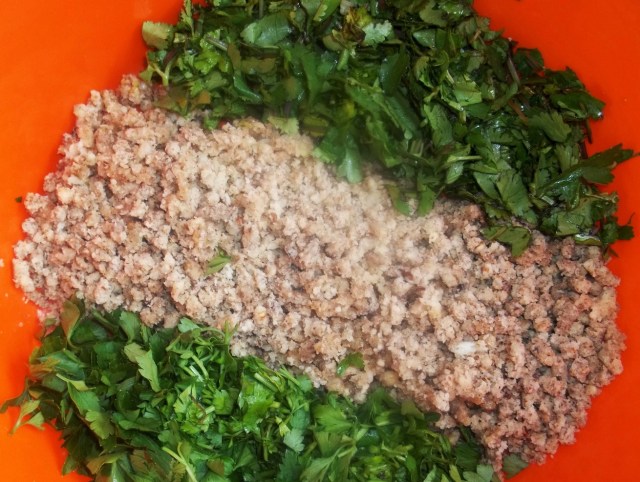 Adding Chopped Coriander and Parsley - Copy