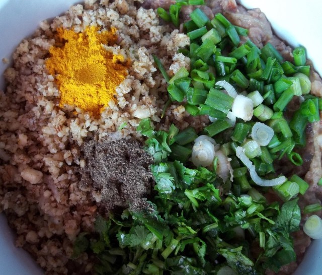 Adding Ingredients to cooked lobio