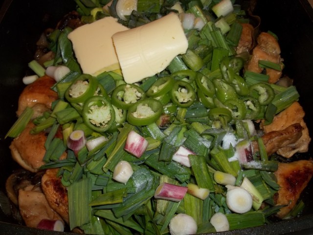 Adding Peppers Green Garlic and Butter - Copy