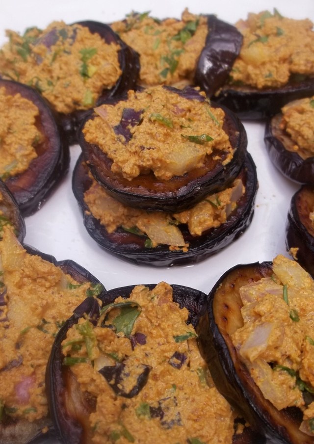 Eggplant with Hazelnuts and Herbs Ready for Serving - Copy