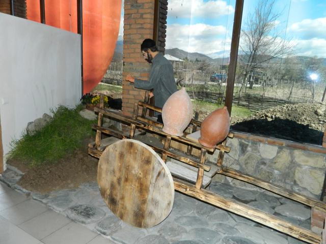 Exhibit at the Making Qvevri exhibit at the Qvevri and Qvevri Wine Museum