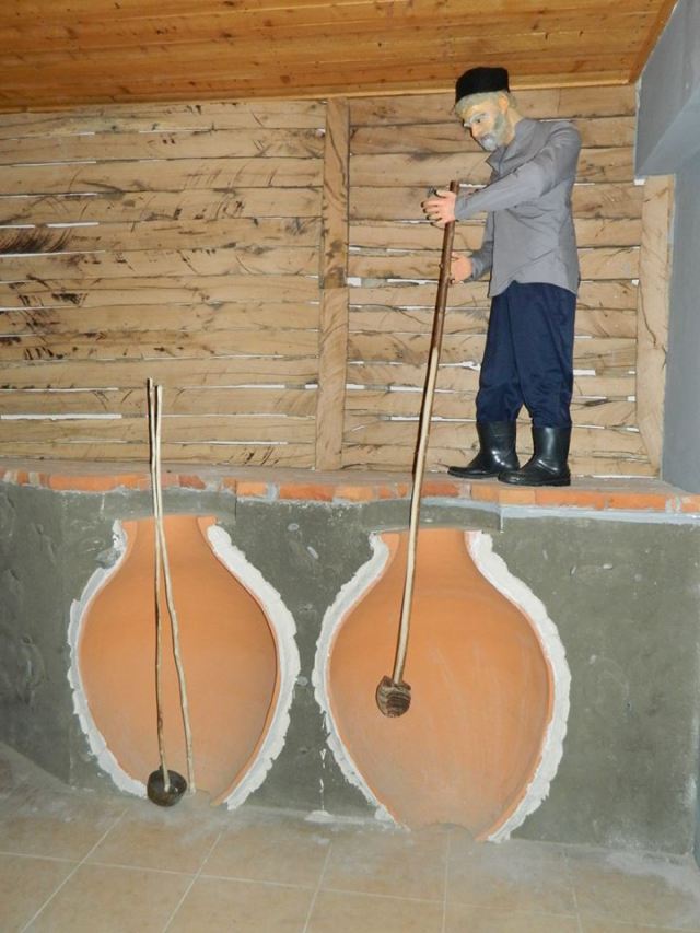 Exhibit at the Making Qvevri exhibit at the Qvevri and Qvevri Wine Museum