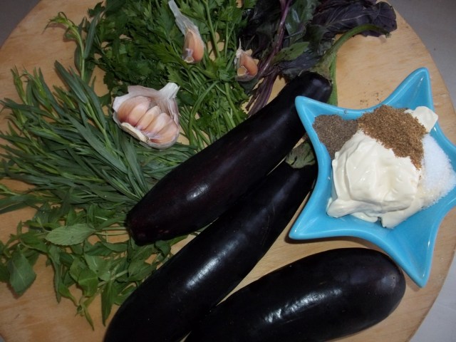 Ingredients for Eggplant with Mayonnaise and Mint - Copy