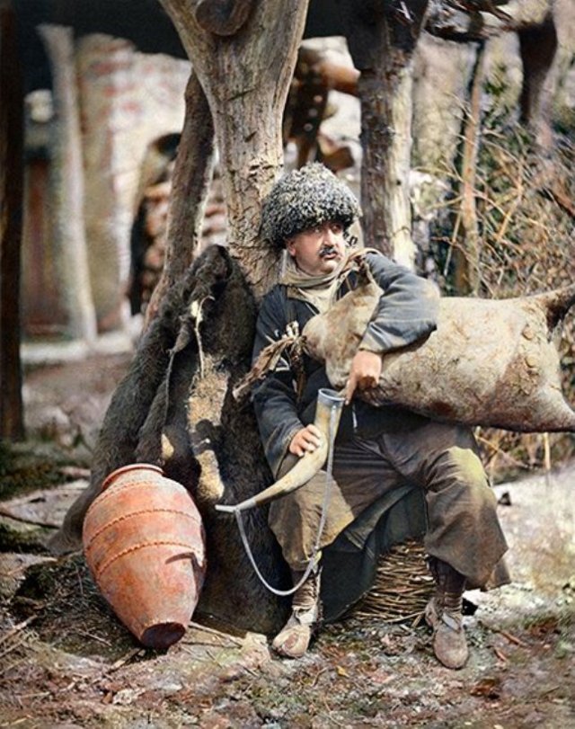 Hand colored photograph of 19th century Tbilisi