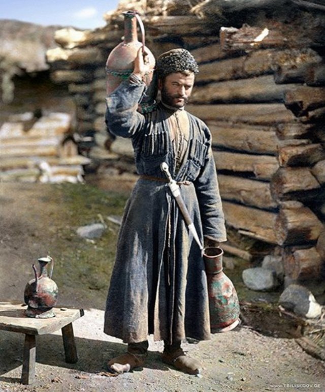 Hand colored photo of 19th century Tbilisi