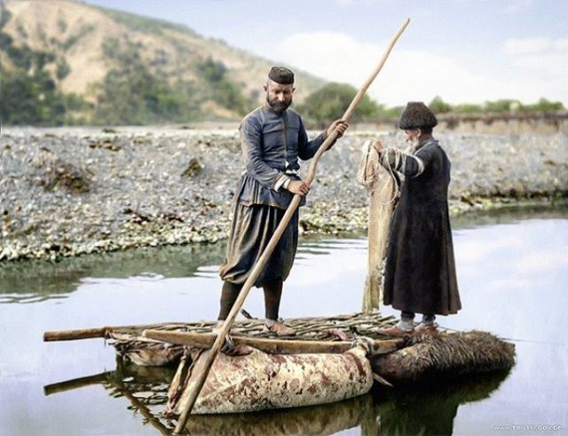 Hand colored photograph of 19th century Tbilisi