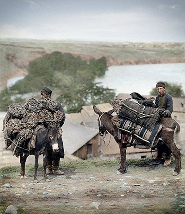 Hand colored photograph of 19th century Tbilisi
