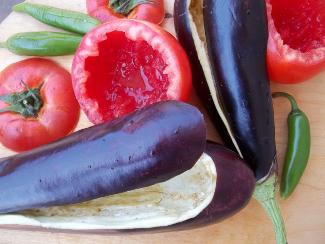 Preparing the eggplant and tomatoes - Copy