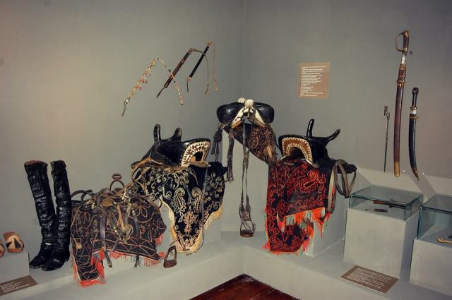 Traditional Georgian saddles at the Martvili Regional Museum 