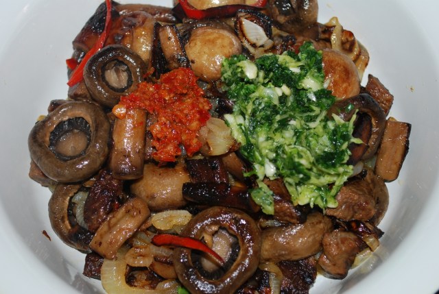 Adding Ingredients for Beef with Mushrooms