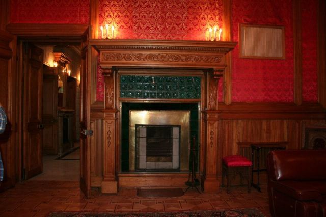 An ornate fireplace at the Romanov Palace
