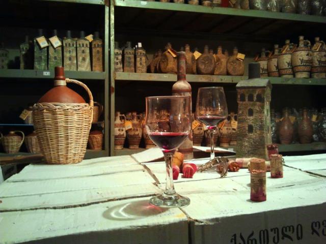 Mildiani Family Winery ceramic wine and chacha bottles