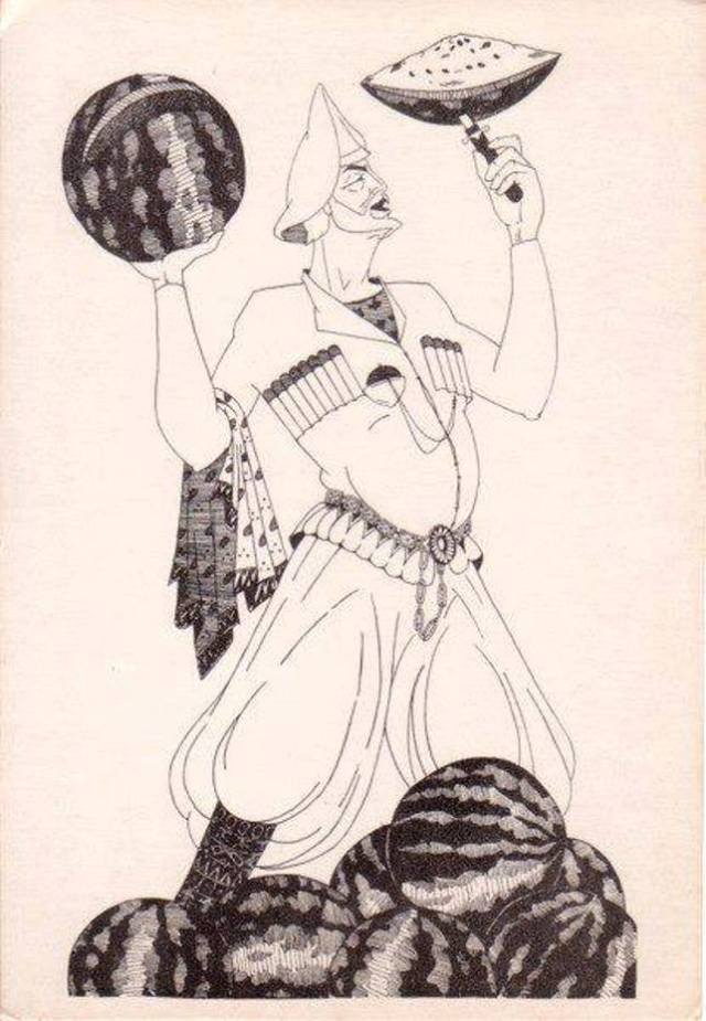 Old Tbilisi card drawn by M. Hubashvili