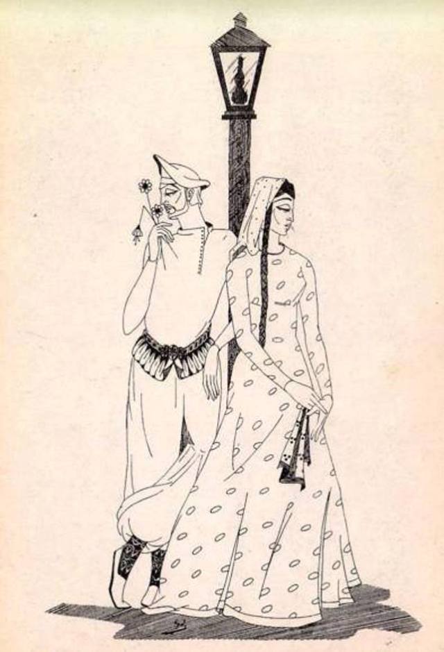 Old Tbilisi card drawn by M. Hubashvili