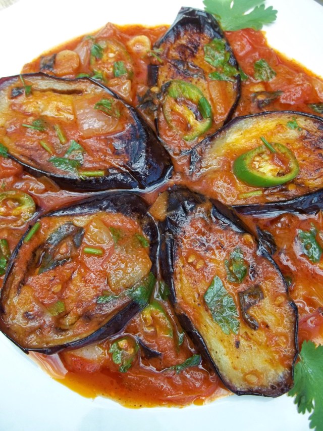 Eggplant with Herbs and Tomatoes Ready for Serving - Copy
