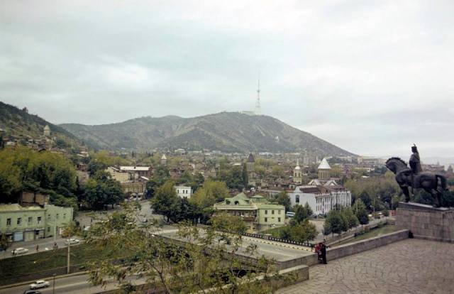 The statue of King Vakhtang Gorgasali in Tbilisi. Photo taken in 1977 by Erhard K