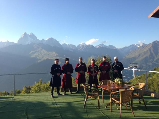Svans in traditional dress at the Zuruldi Restaurant.