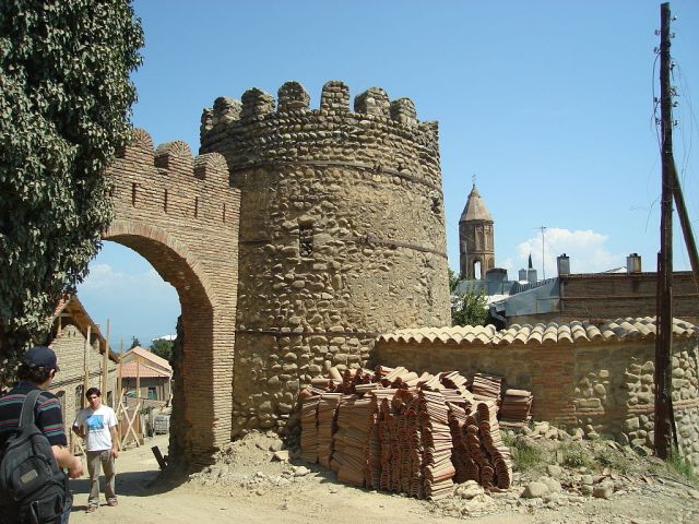 18th century gate in Signagi undergoing restoration work.