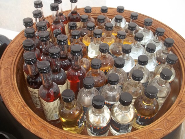 A selection of miniature spirit bottles at the Wine City at the Tbilisoba celebration