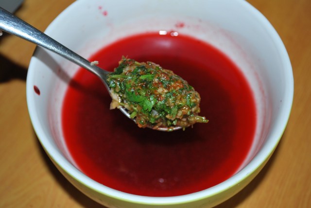 Adding Crushed Garlic and Herbs