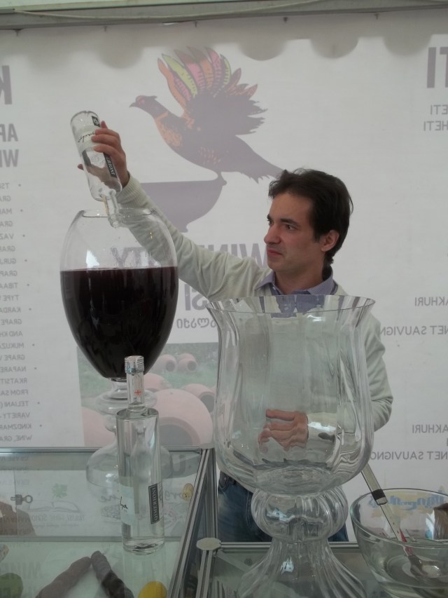 An exhibitor at the Wine City at the Tbilisoba celebration