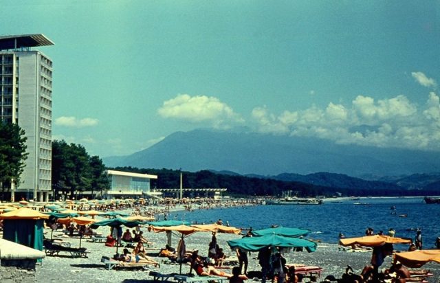 Holidaymakers in Batumi on Georgia's Black Sea coast in 1974