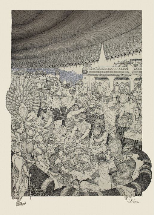 Illustration for “The Knight in the Panther’s Skin”, drawn by Datto Machavariani