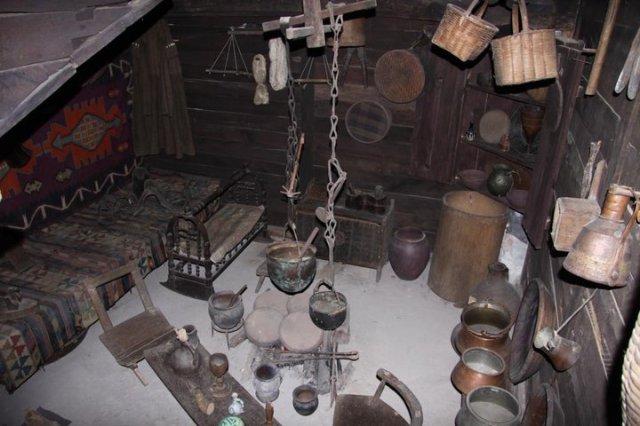 A display of an Imeretian peasant dwelling and household items