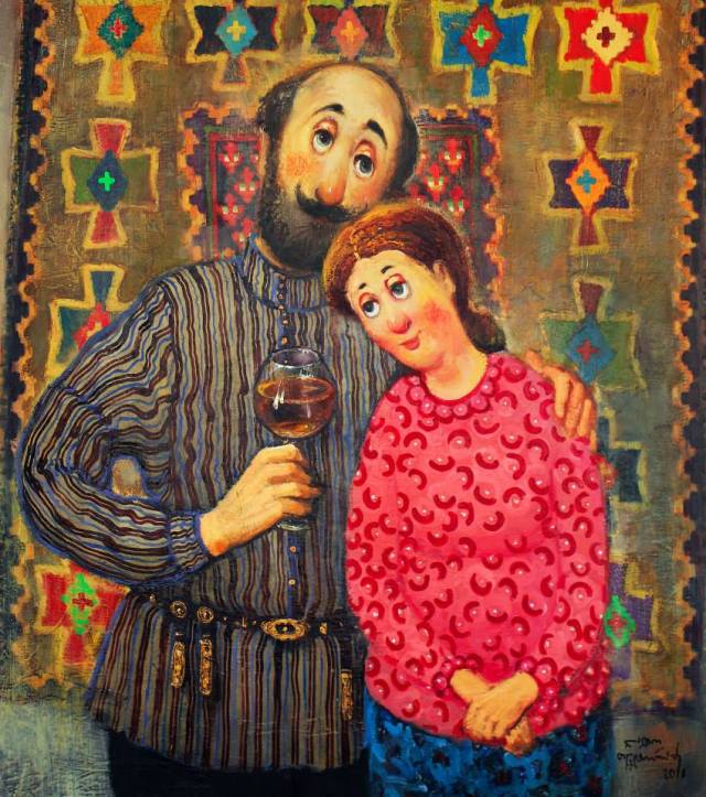 A loving couple by Georgian artist Lado Tevdoradze
