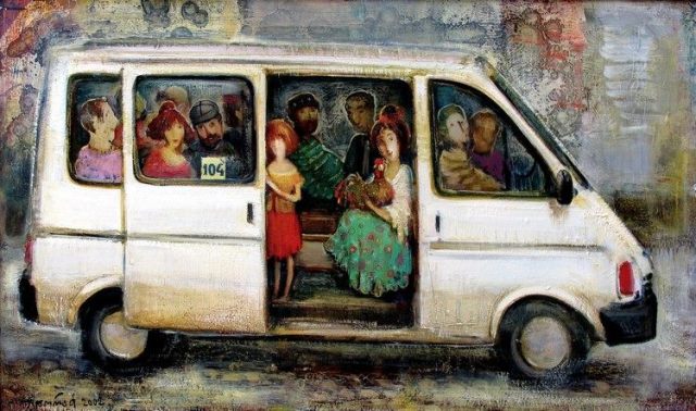 A minibus by Georgian artist Lado Tevdoradze