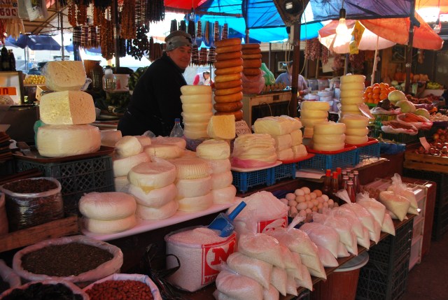 Cheese, sugar, eggs and nuts at the Dezerter Bazaar