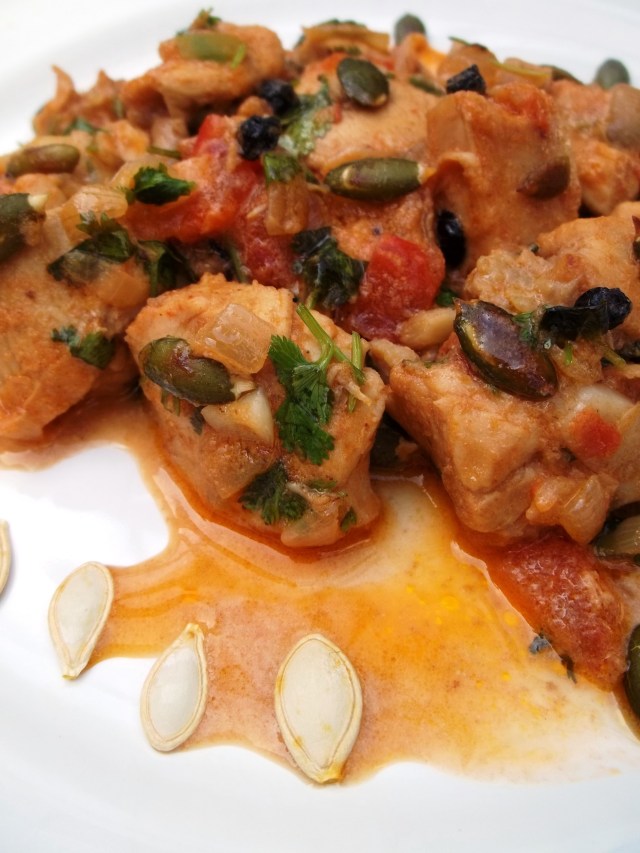 Chicken Chashushuli with Pumpkin Seeds ready for serving