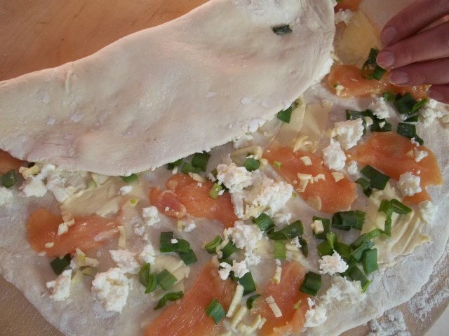 Fold the pastry over the filling