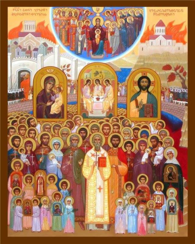 Icon depicting the Hundred Thousand Martyrs of Tbilisi 