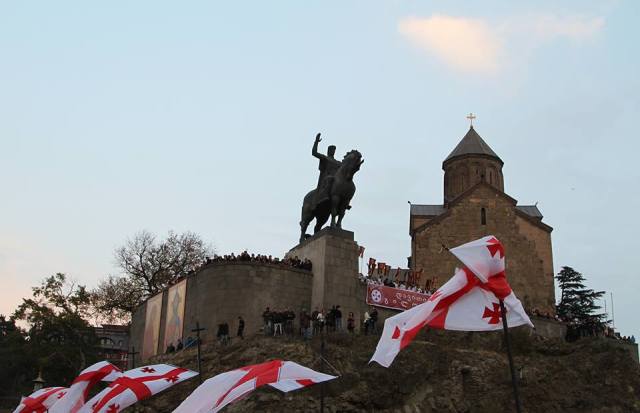 Metekhi Church in Tbilisi on day of the Hundred Thousand Martyrs.