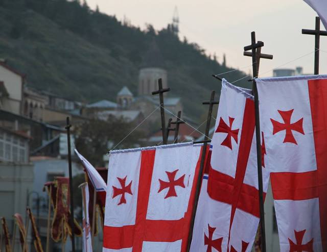 Procession in Tbilisi commemorating the Hundred Thousand Martyrs.