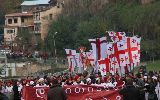 Procession in Tbilisi commemorating the Hundred Thousand Martyrs.