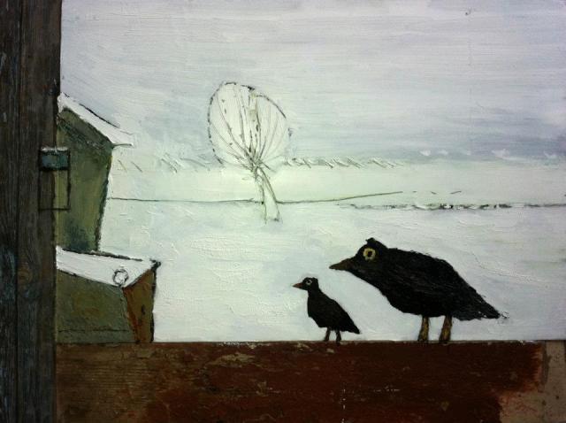 Gogi Chagelishvili "It's Winter" oil on canvas and wood