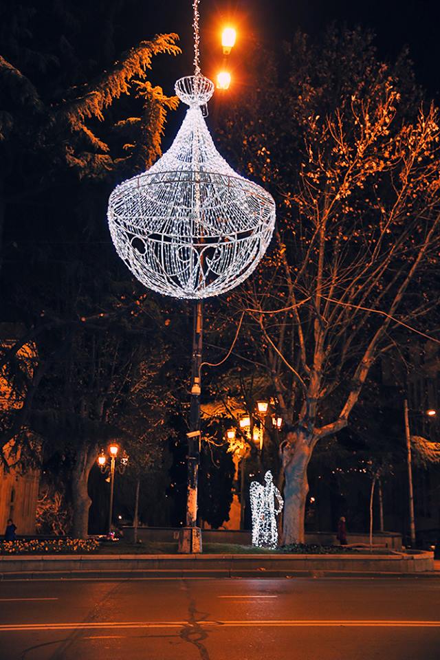 Christmas lights in Rustaveli Avenue in Tbilisi
